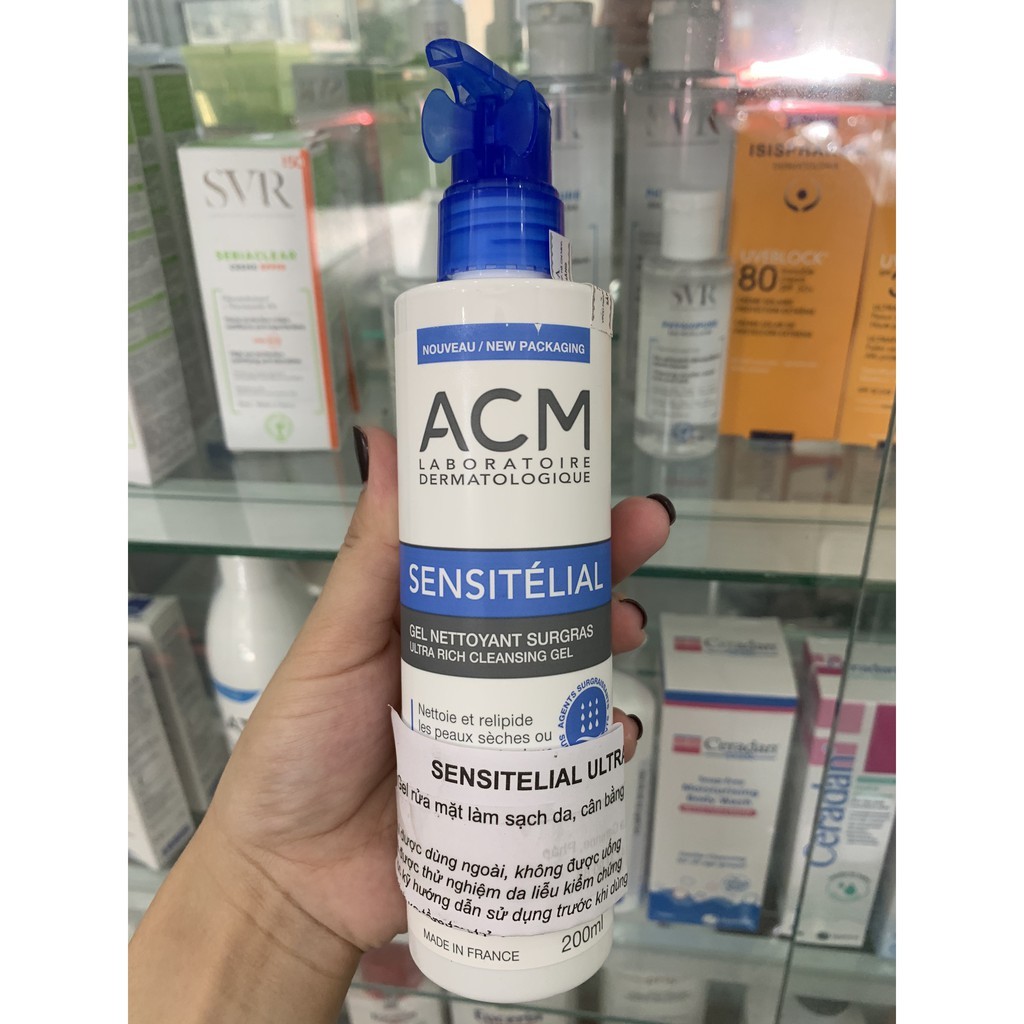 Sữa rửa mặt cho da khô, nhạy cảm ACM Sensitelial Cleansing Gel 200ml