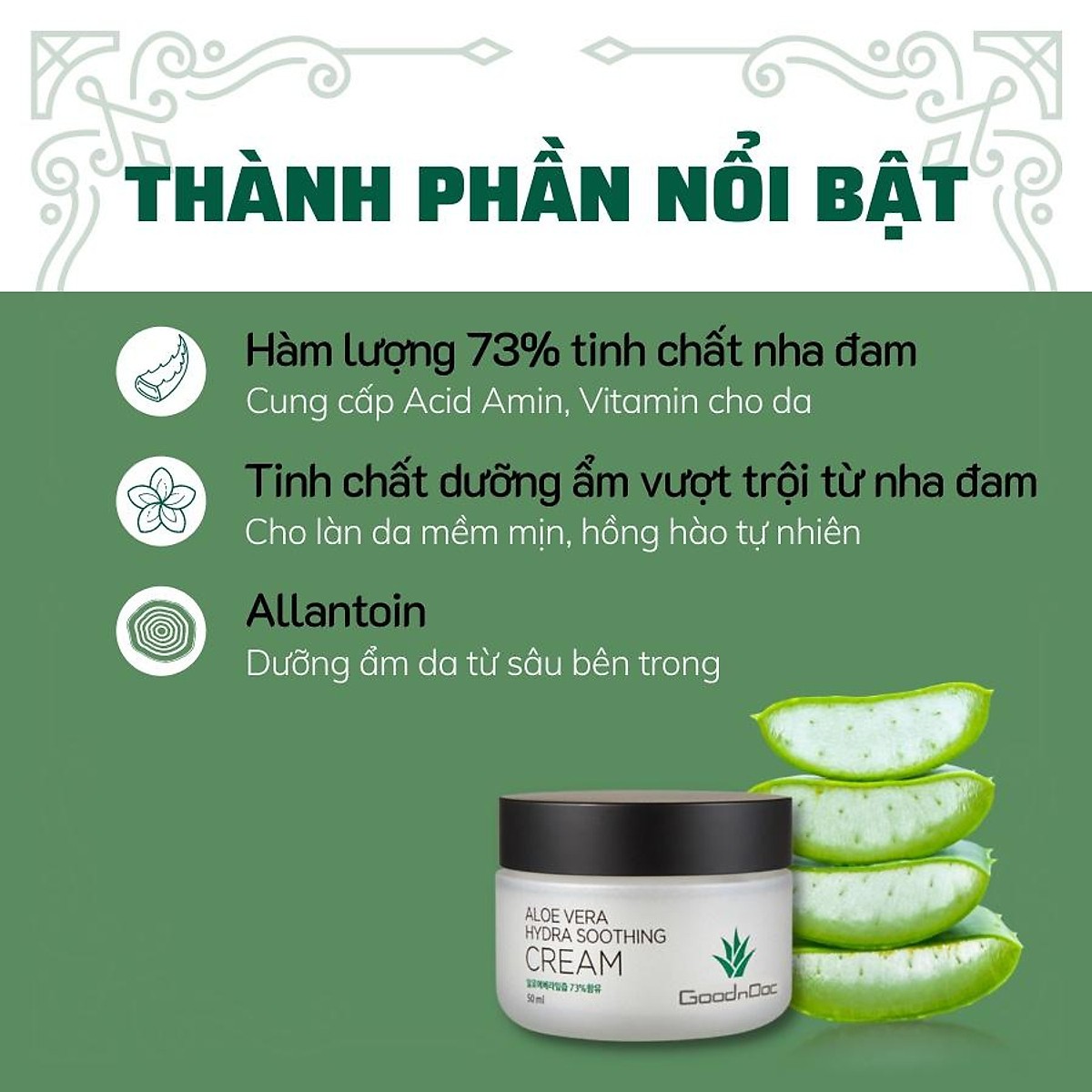 Kem dưỡng ẩm lô hội Aloe Vera Soothing Cream GoodnDoc 50ml