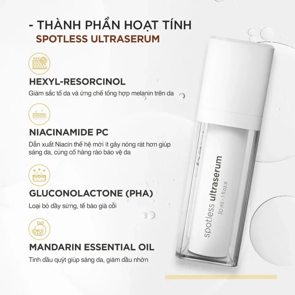 Tinh chất dưỡng da sáng đều màu, làm mờ sắc tố Ekseption Spotless Ultraserum 30ml