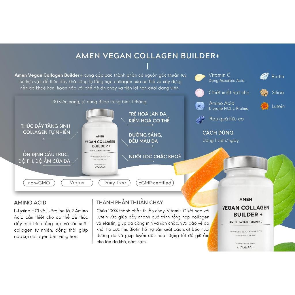 Viên uống tự sinh collagen Codeage Amen Vegan Collagen Builder +