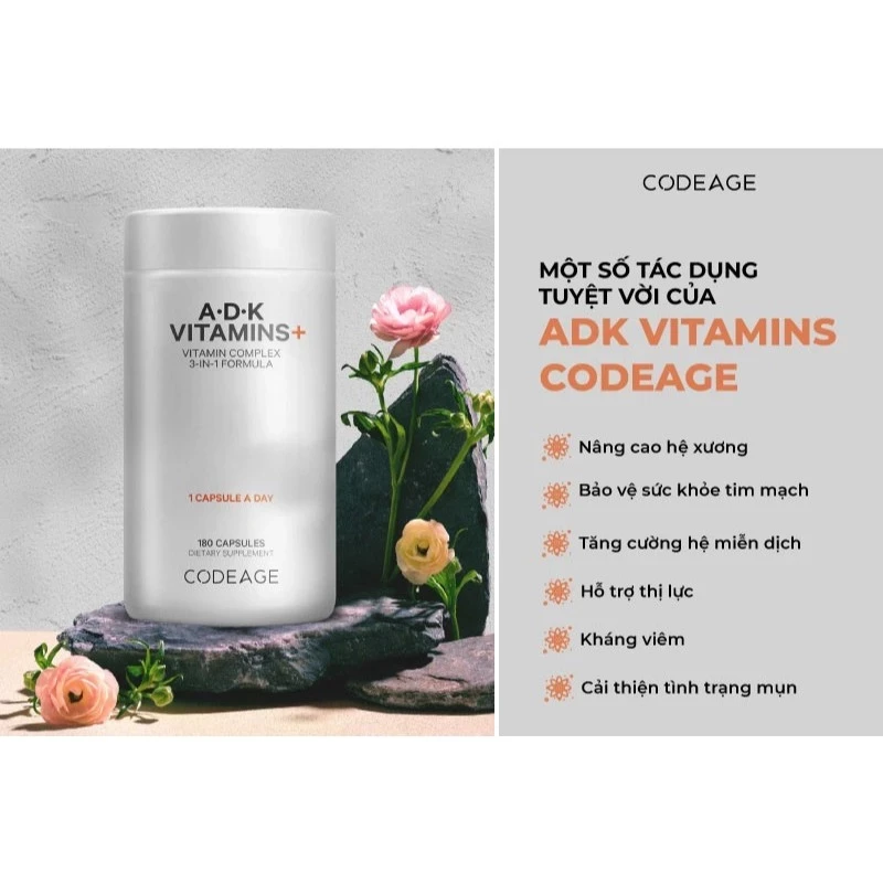 Viên bổ sung vitamin 3-trong-1 Codeage ADK Vitamins