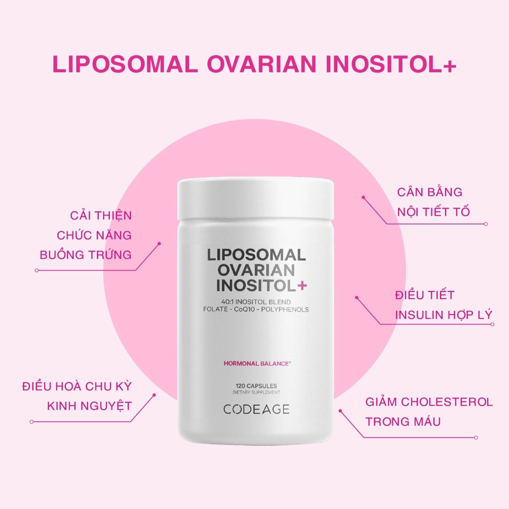 Viên uống nội tiết Codeage Liposomal Ovarian Inositol