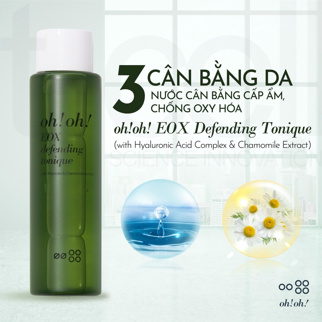 Nước cân bằng làm sạch và chống oxy hoá ohoh EOX Defending Tonique (with Allantoin & Chamomile Extract) 150ml