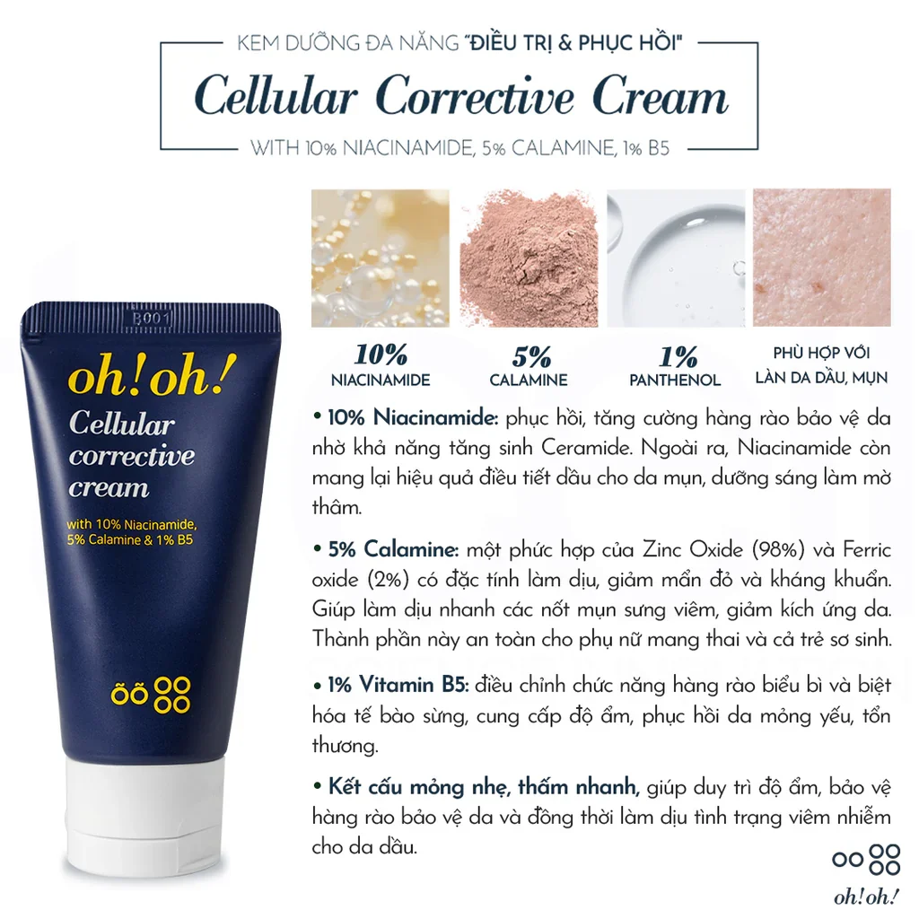 Kem Dưỡng Phục Hồi Da Đa Năng oh!oh! Cellular Corrective Cream 30ml