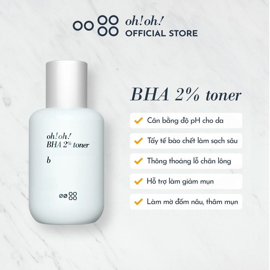 Nước Cân Bằng Tẩy Tế Bào Chết, Làm Sạch Sâu Da oh!oh! BHA 2% Toner 75ml