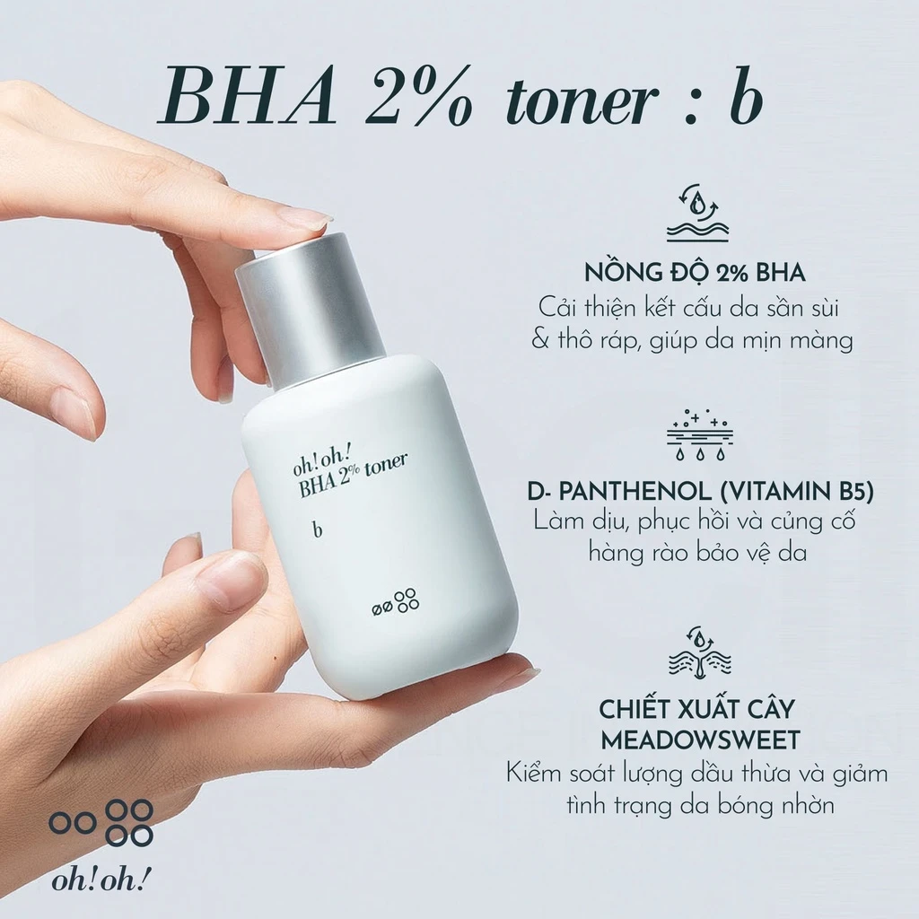 Nước Cân Bằng Tẩy Tế Bào Chết, Làm Sạch Sâu Da oh!oh! BHA 2% Toner 75ml