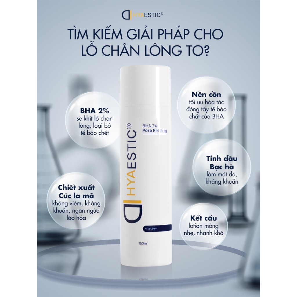 Toner hỗ trợ trị mụn làm sạch bã nhờn Hyaestic BHA 2% Pore Refining 150ml