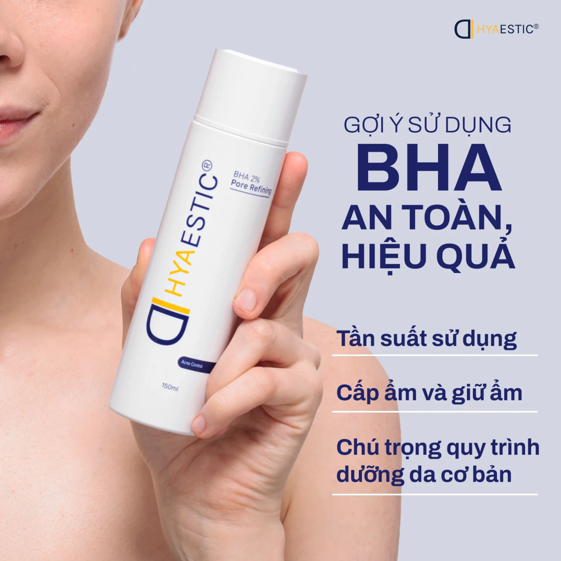 Toner hỗ trợ trị mụn làm sạch bã nhờn Hyaestic BHA 2% Pore Refining 150ml