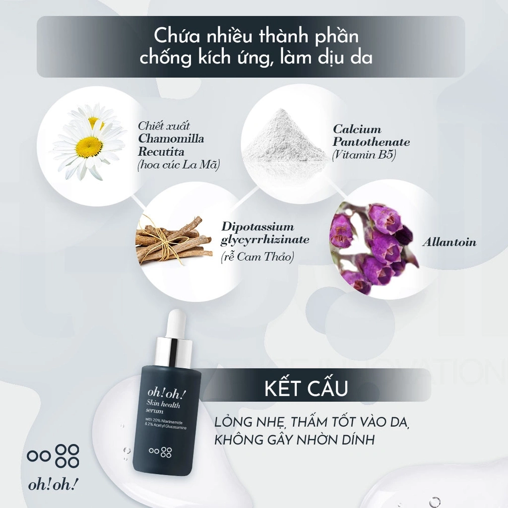 Tinh Chất oh!oh! Skin Health Serum (with 20% Niacinamide & 2% Acetyl Glucosamine) 30ml