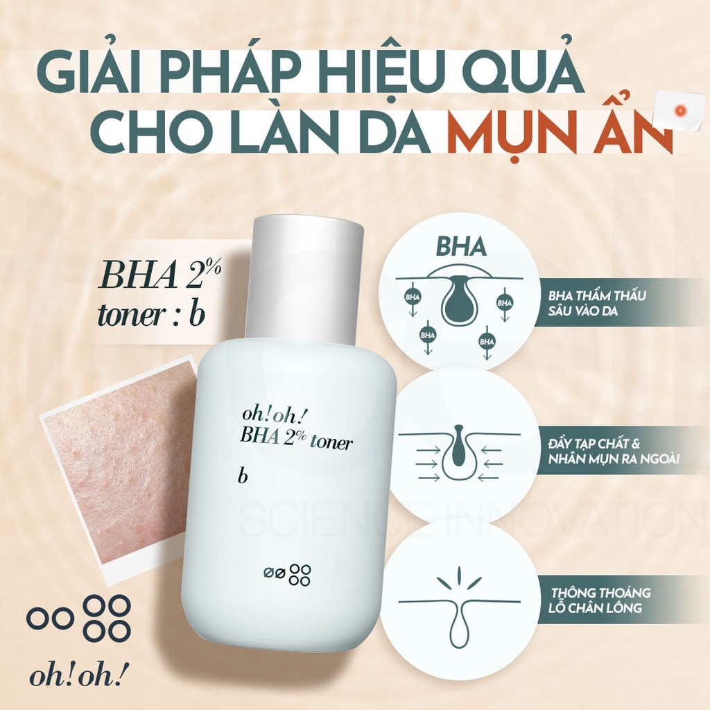 Nước Cân Bằng Tẩy Tế Bào Chết, Làm Sạch Sâu Da oh!oh! BHA 2% Toner 75ml