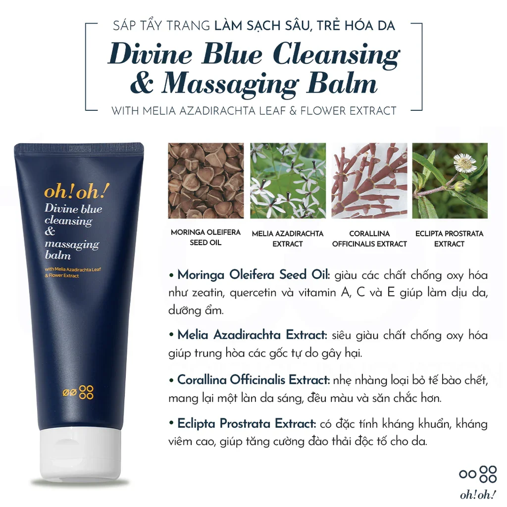 Sáp Tẩy Trang Làm Sạch Sâu oh!oh! Divine Blue Cleansing & Massaging Balm 150ml