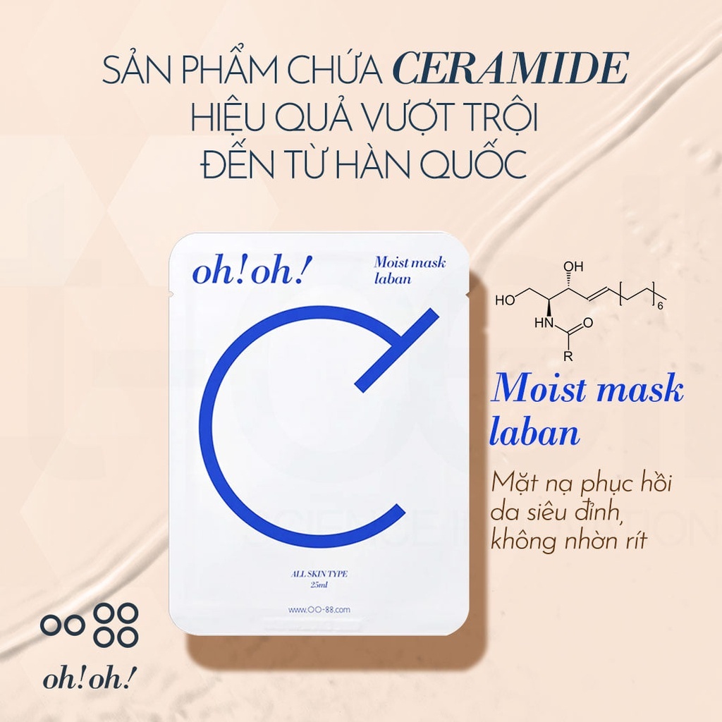 Mặt Nạ Ceramide Phục Hồi Da oh!oh! Moist Mask Laban (25ml x Hộp 10 miếng)