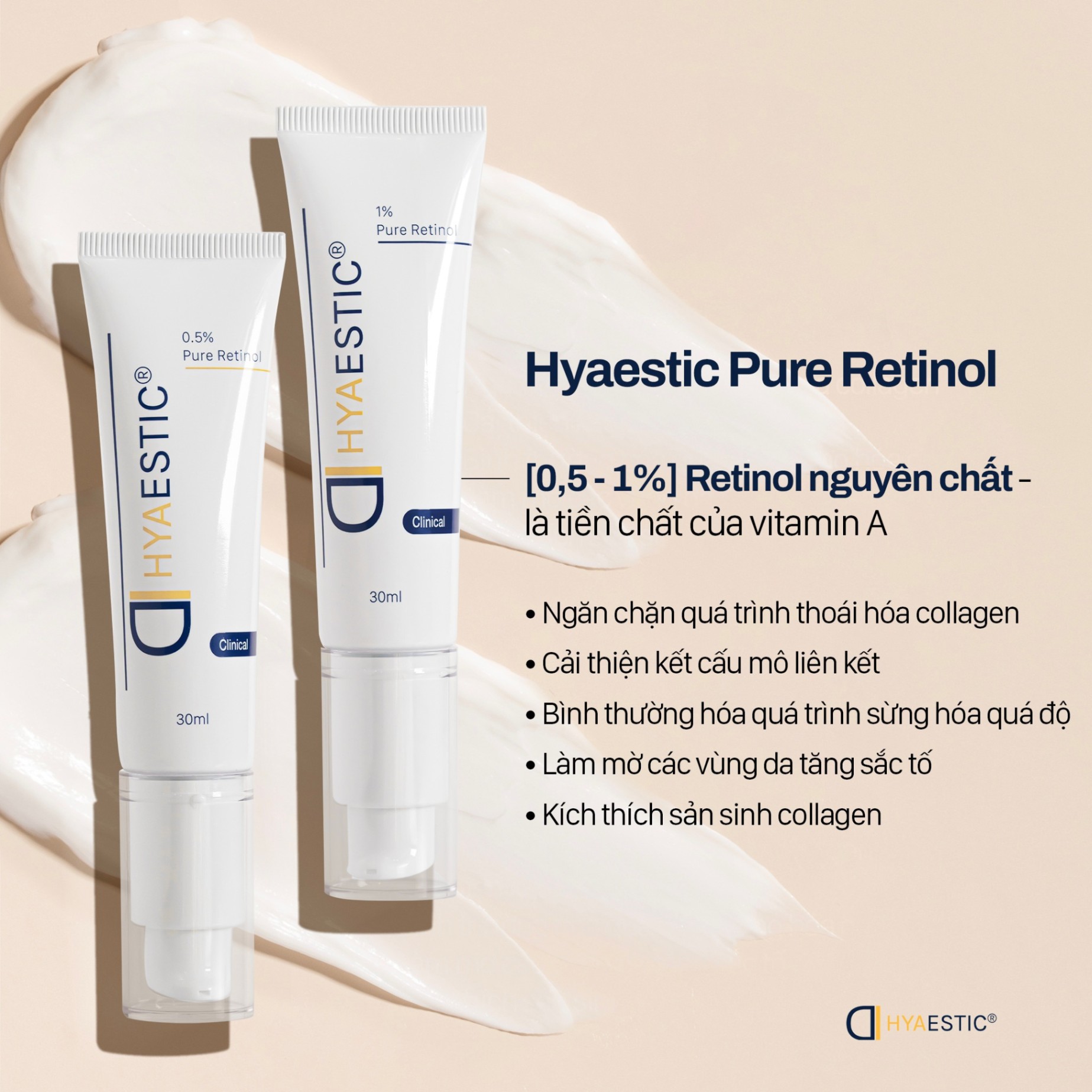 Tinh chất tái tạo da, chống lão hóa Hyaestic 0,5% Pure Retinol 30ml