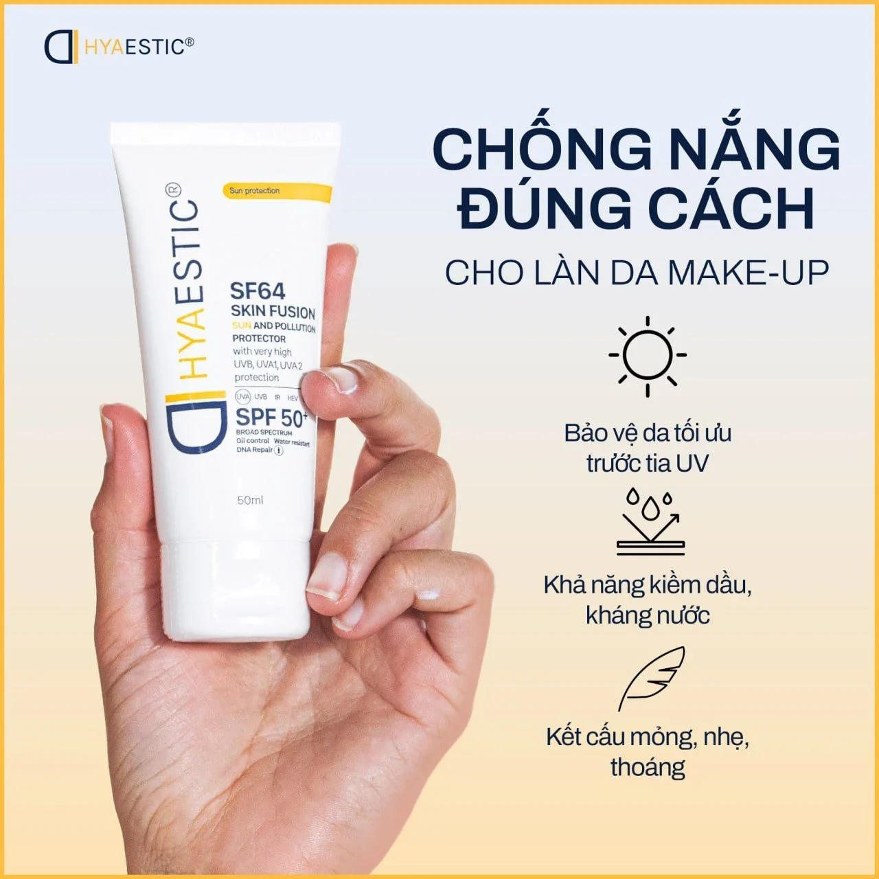 Kem Chống Nắng Bảo Vệ Hyaestic Skin Fusion SF64 Sun And Pollution Protector SPF50+ 50ml