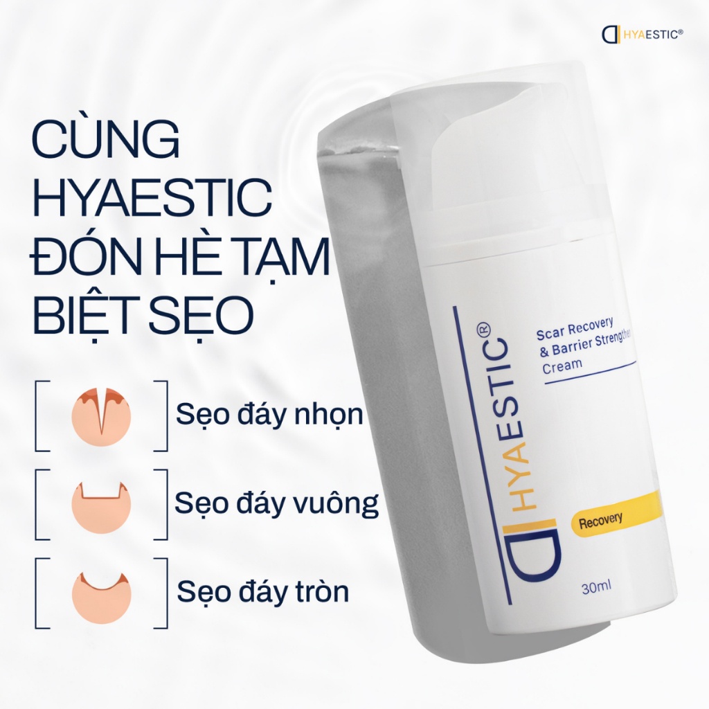 Tế bào gốc trẻ hoá và hỗ trợ phục hồi da sẹo Hyaestic Scar Recovery & Barrier Strengthen Cream 30g