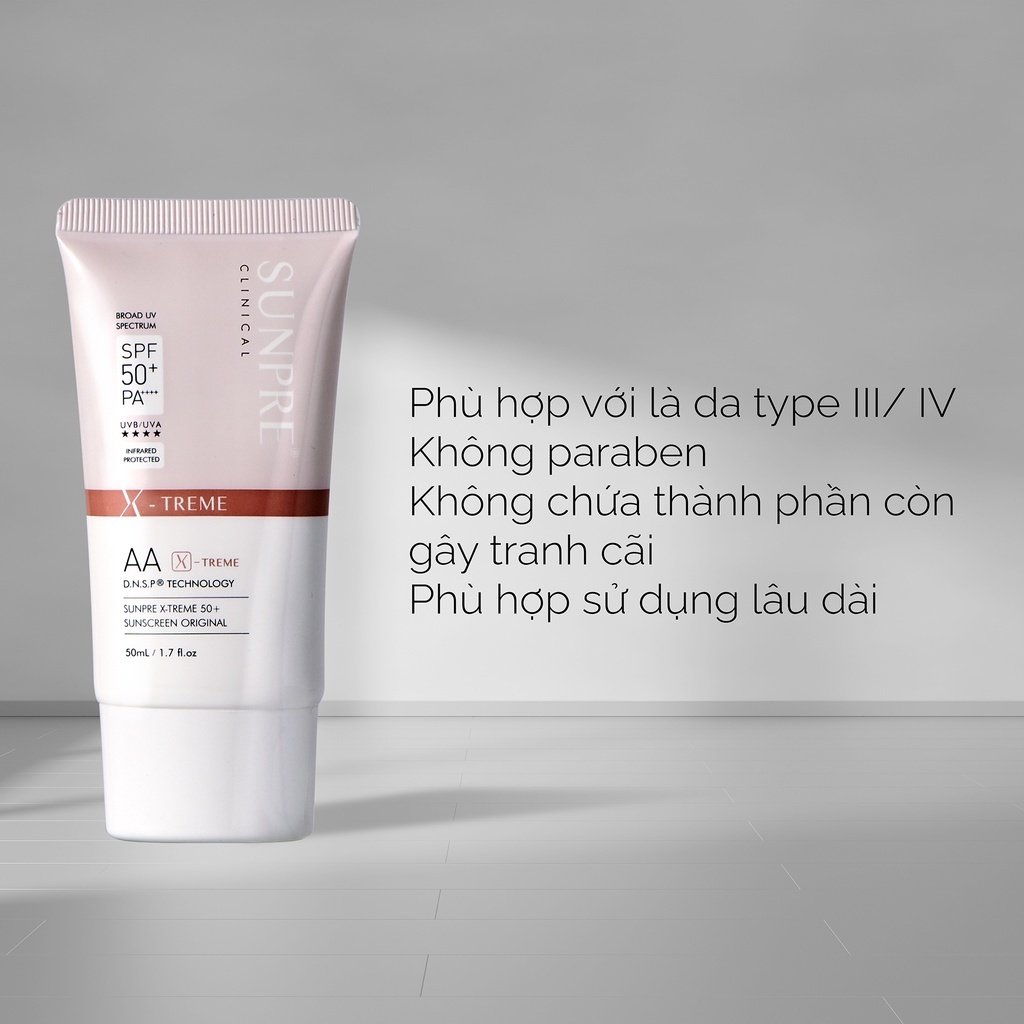 Kem Chống Nắng Mona Frema SUNPRE AA XTreme 50+ Original Sunscreen 50ml (Không Màu)