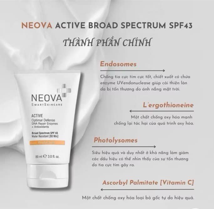 Kem chống nắng bảo vệ da nhạy cảm Neova SPF 43 DNA Damage Control Active 89ml