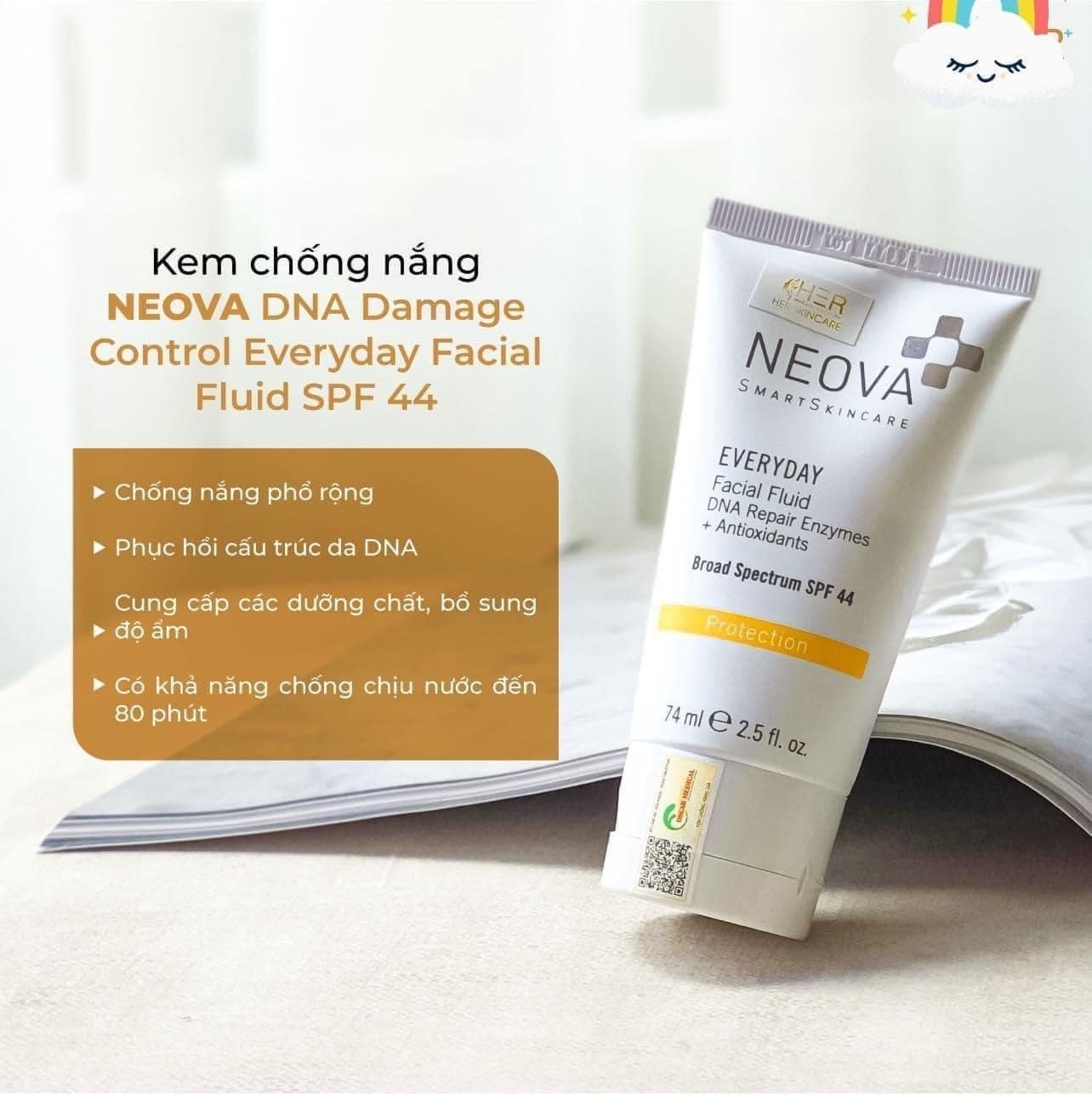 Kem chống nắng bảo vệ cho mặt và body NEOVA DNA Damage Control Everyday Broad Spectrum SPF44 74ml