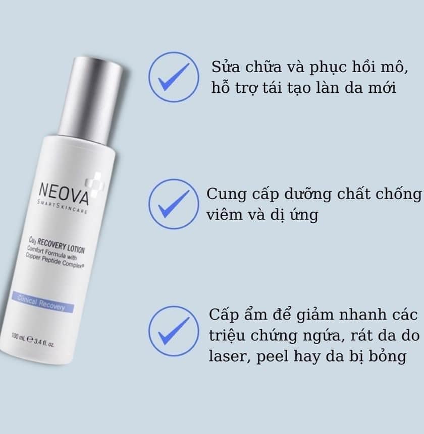 Sữa dưỡng phục hồi da tổn thương sau laser, bỏng Neova Cu3 Recovery Lotion 100ml