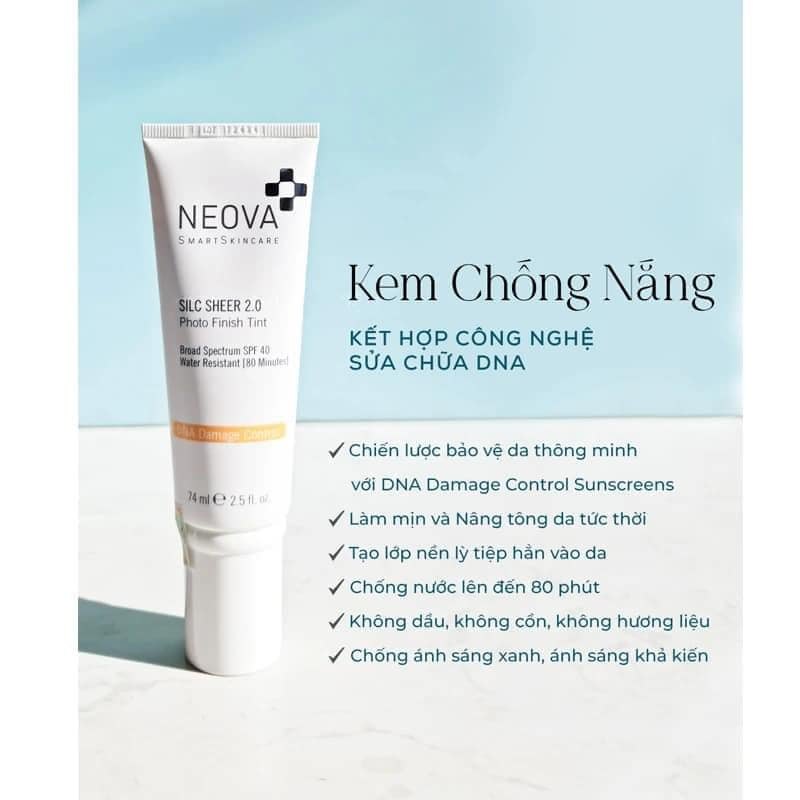 Kem chống nắng bảo vệ da tối ưu Neova SPF 40 DNA Damage Control Silc Sheer 2.0 74ml