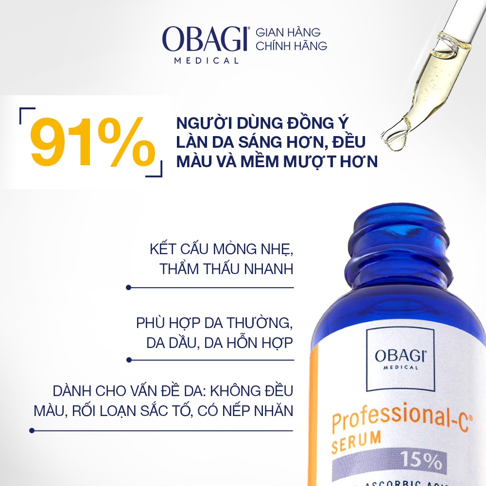 Serum Vitamin C dưỡng trắng ngăn lão hóa Obagi Professional C 15% 30ml