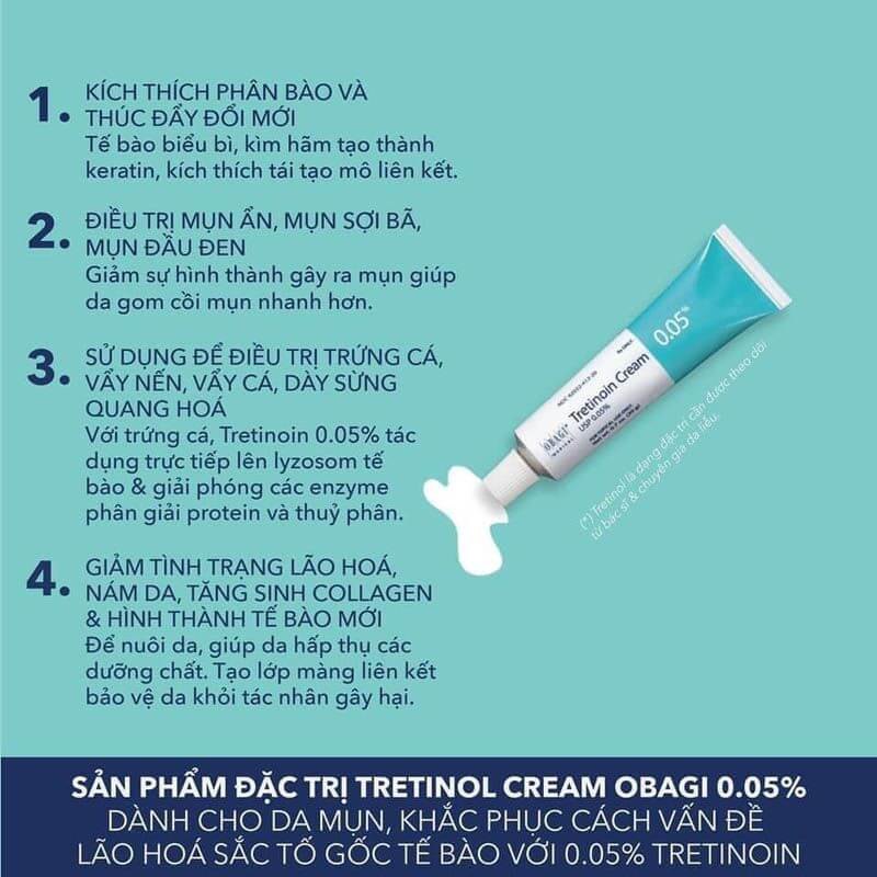 Kem trị mụn, trị nám, trẻ hoá da OBAGI Tretinoin 0.05% 20g