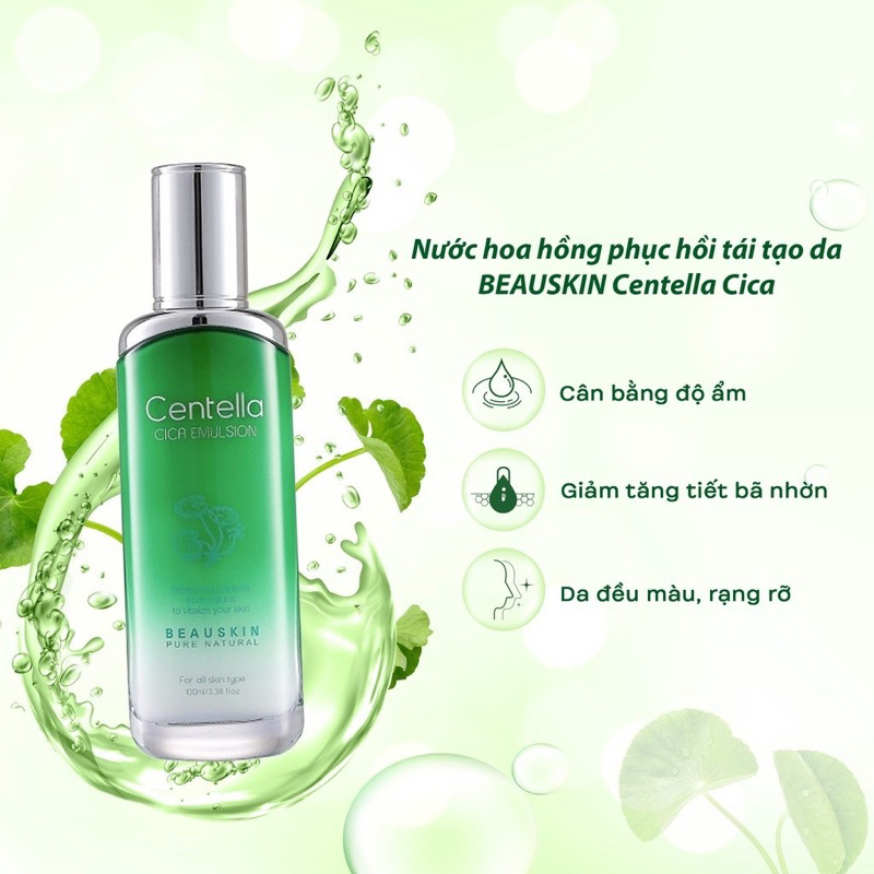 Nước hoa hồng chiết xuất rau má dưỡng ẩm trắng da BEAUSKIN Centella Cica Toner 120ml