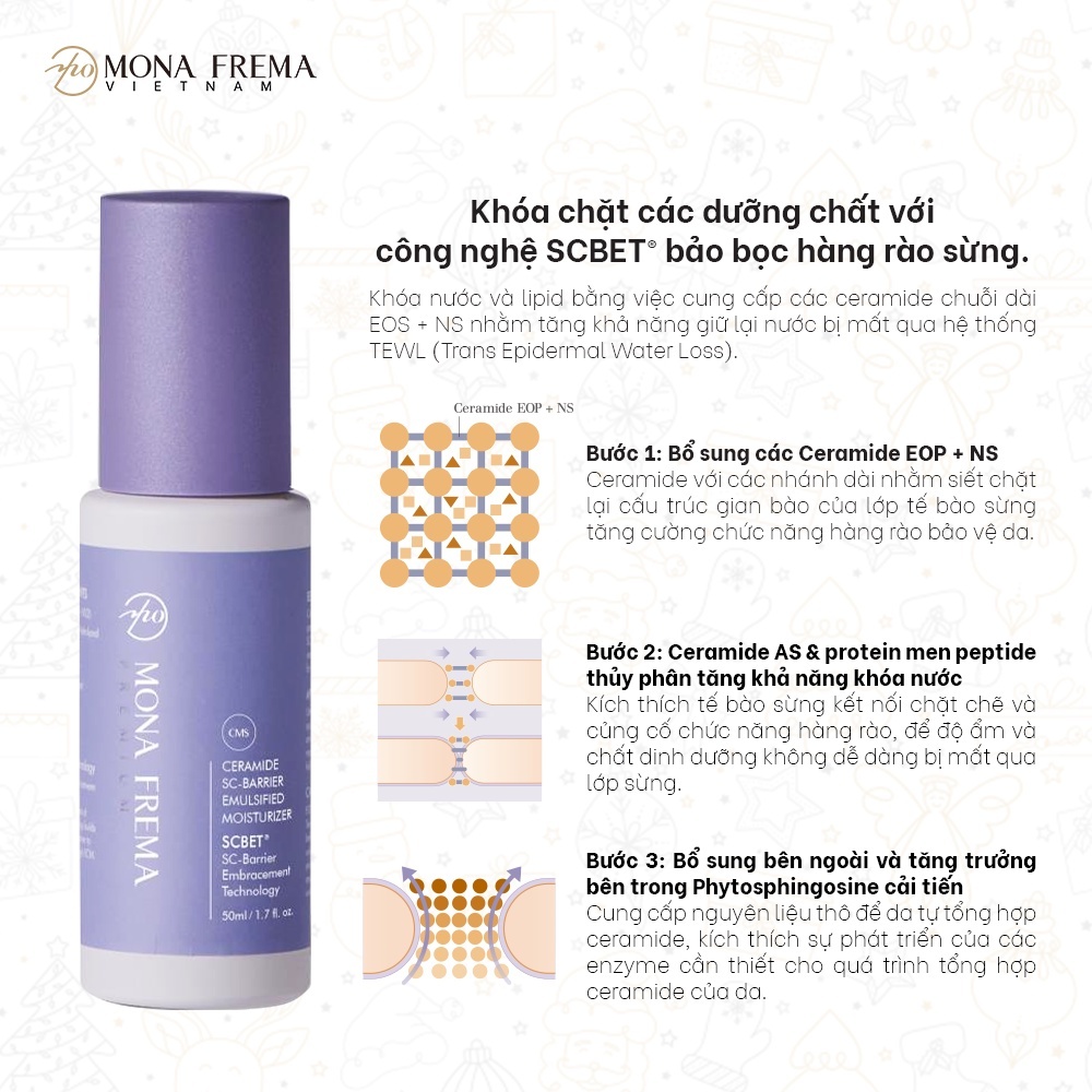 Lotion Dưỡng Ẩm Khóa Ẩm Cho Da Mona Frema CMS Ceramide SC-Barrier Emulsified Moisturizer 50ml