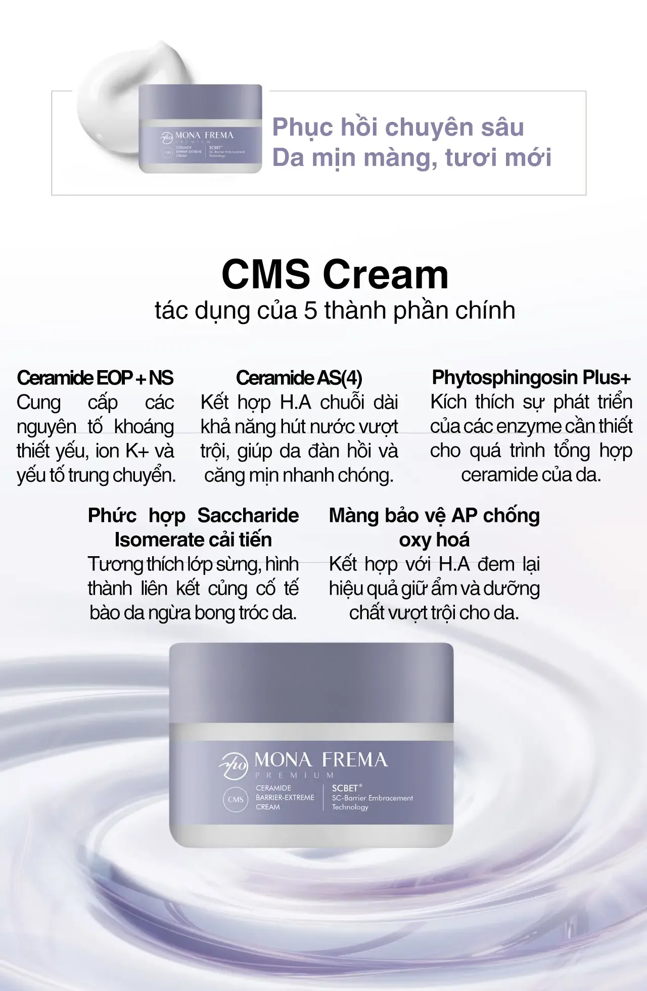 Kem Dưỡng Khóa Ẩm Cho Da Mona Frema CMS Ceramide Barrier Extreme Cream 50g