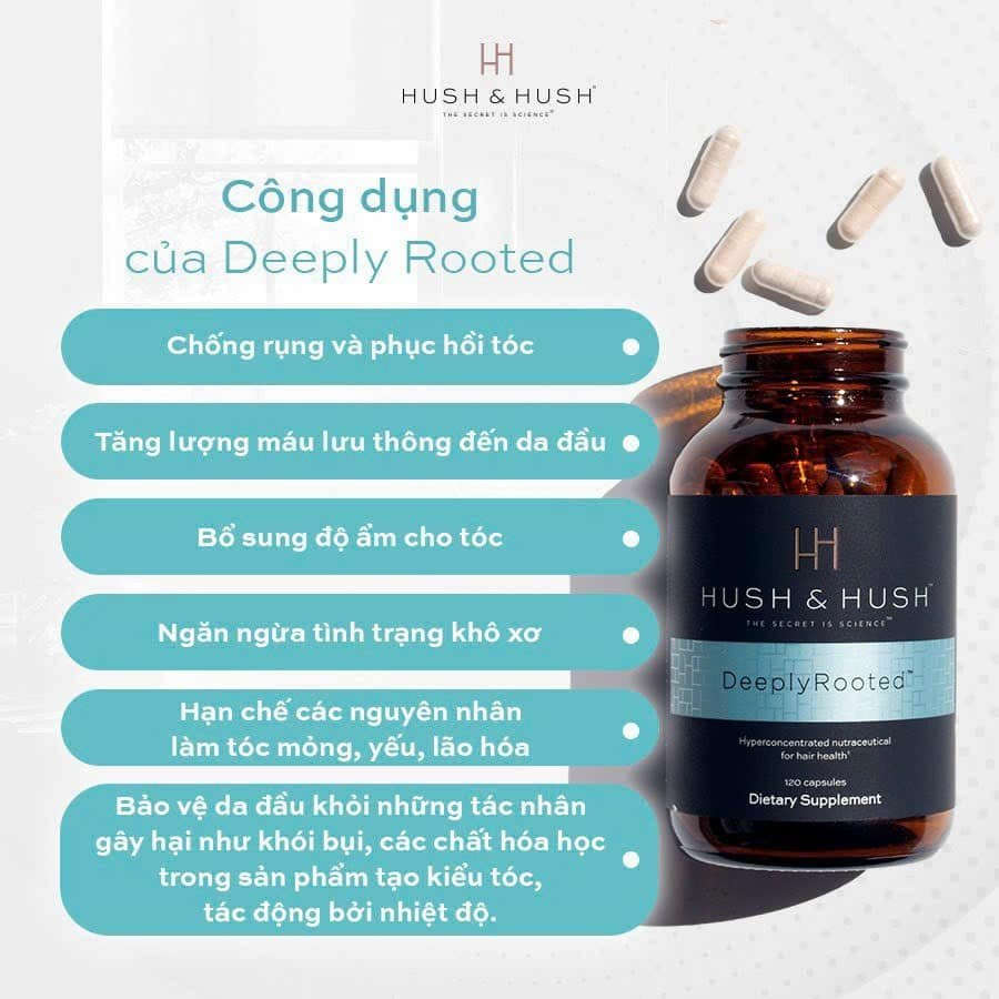 Viên uống chống rụng phục hồi tóc Hush and Hush Deeply Rooted 120 Viên