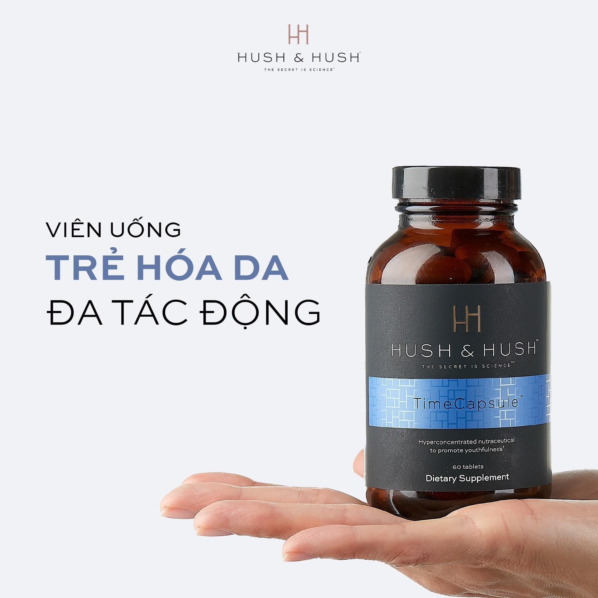 Viên uống chống lão hoá , giảm mờ thâm nám, giảm nhăn, căng da Hush&Hush – TimeCapsule lọ 60 viên