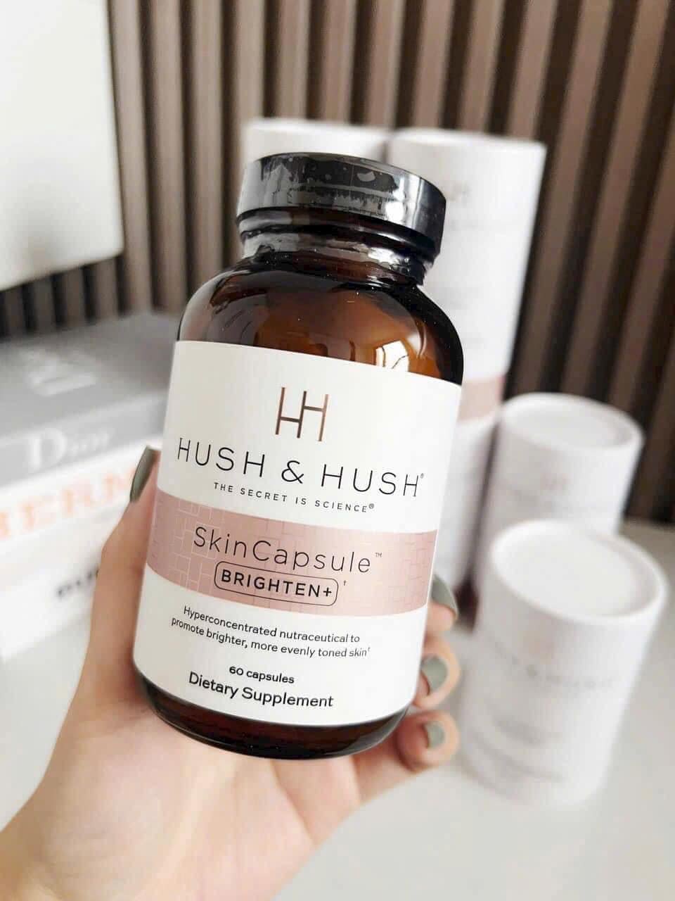 Viên Uống Trắng Da, Cải Thiện Nám Hush & Hush – Skincapsule BRIGHTEN+ lọ 60 viên