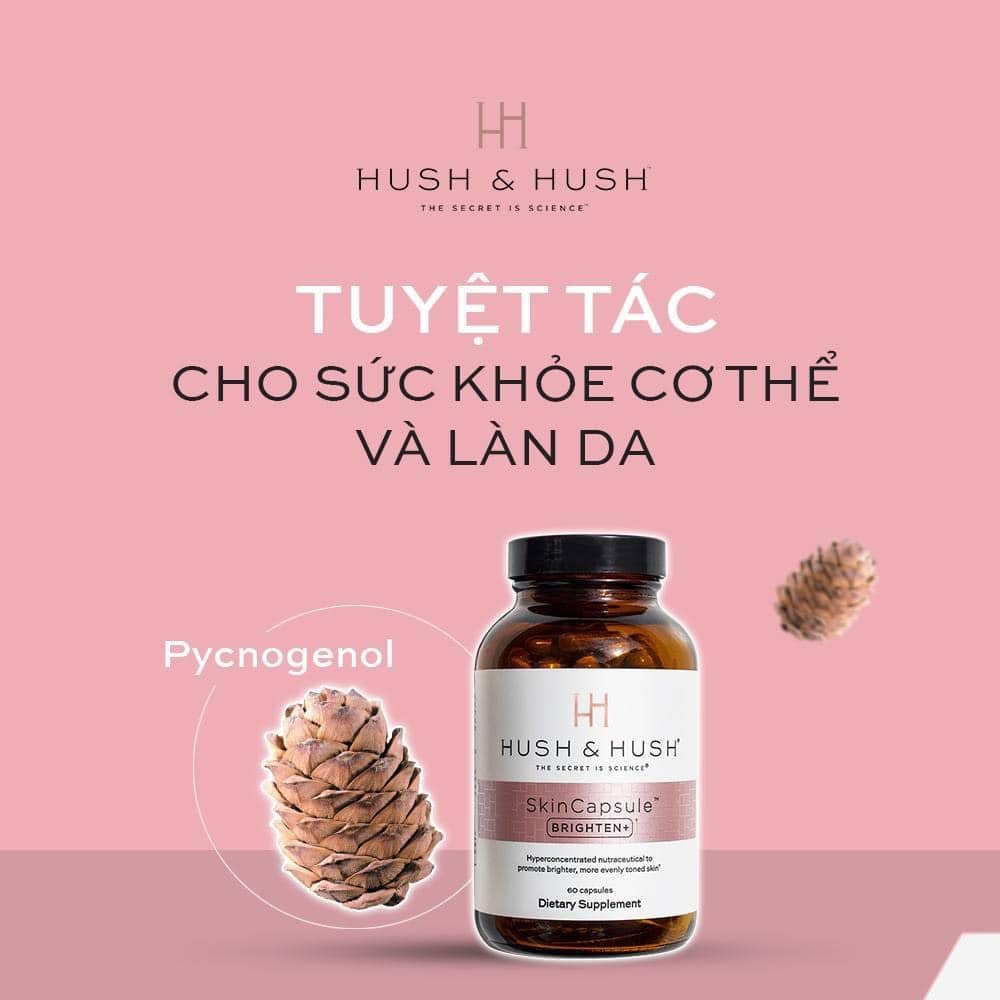 Viên Uống Trắng Da, Cải Thiện Nám Hush & Hush – Skincapsule BRIGHTEN+ lọ 60 viên