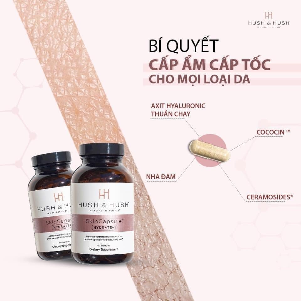 Viên uống cấp ẩm Hush & Hush SkinCapsule Hydrate lọ 60 viên