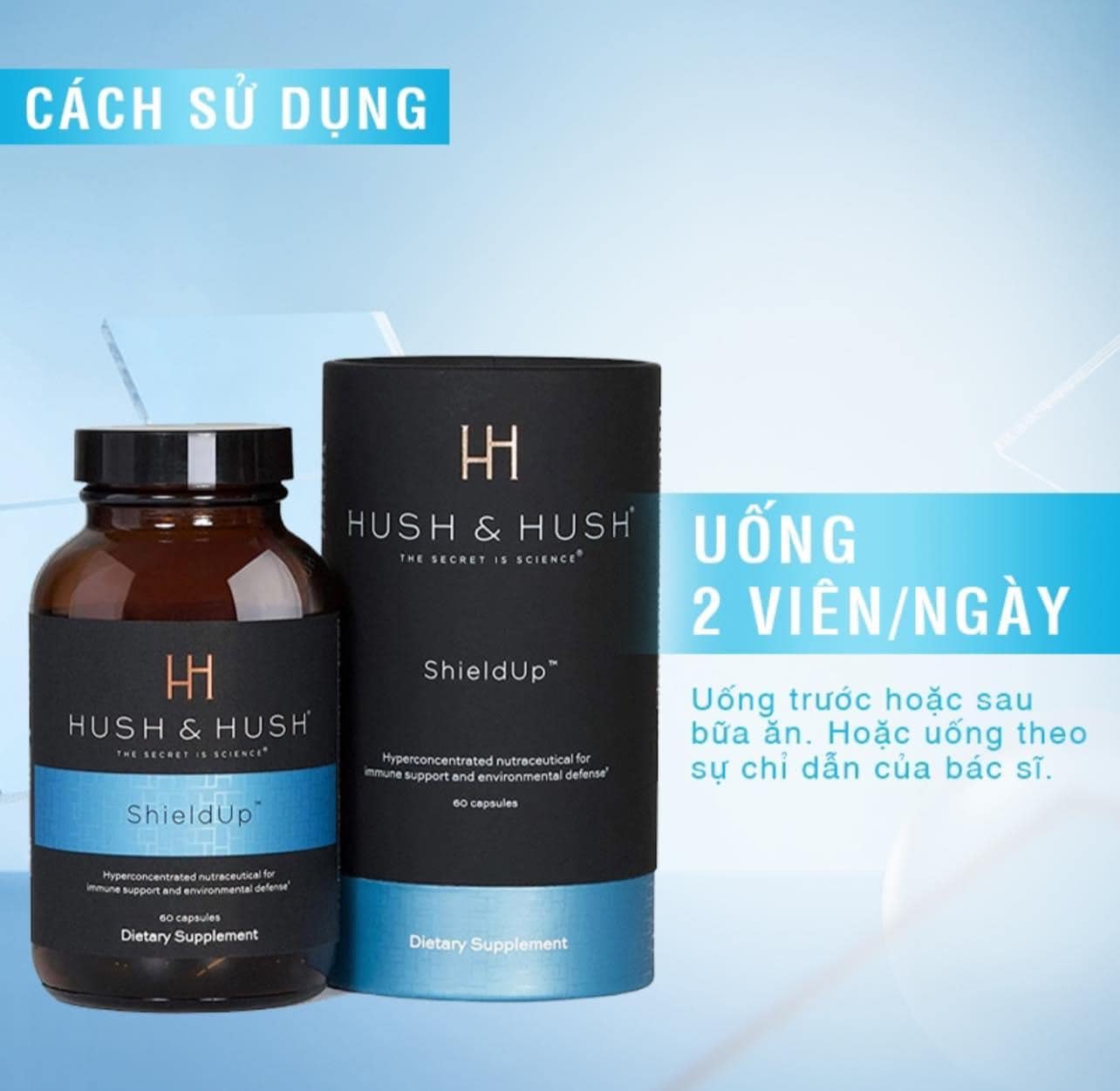 Viên uống chống nắng Hush & Hush – Shield Up lọ 60 viên