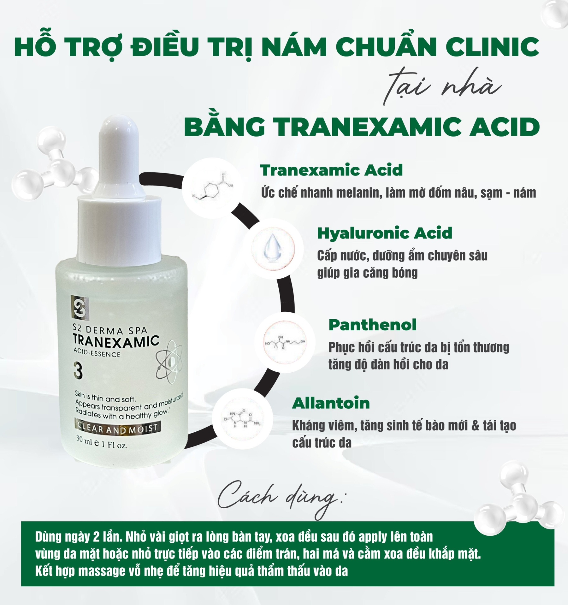 Serum Trắng Sáng Da S2 Derma Spa Tranexamic 30ml