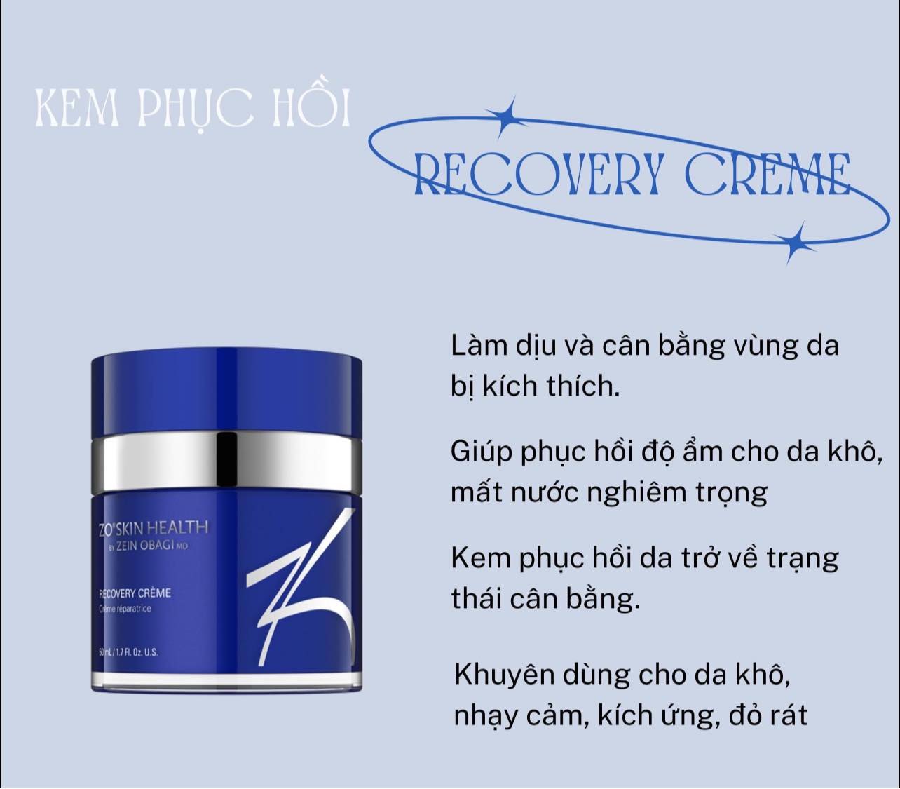 Kem cấp ẩm & làm dịu da dành cho da khô và da nhạy cảm Zo Skin Health Recovery Crème 50g