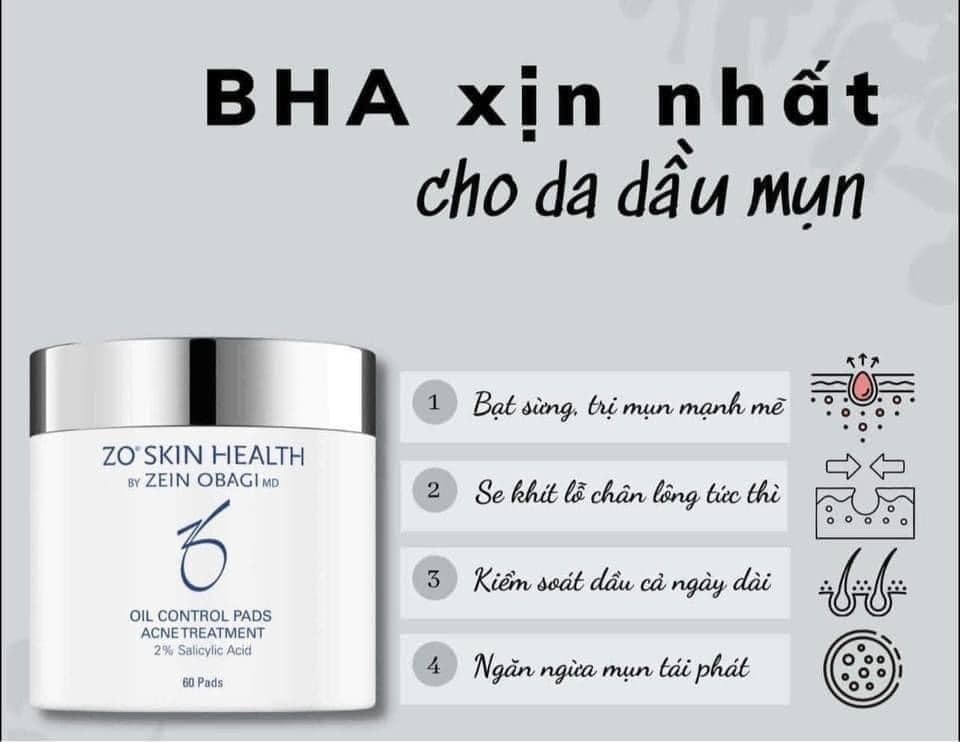 Tẩy tế bào chết Zo Skin Health Oil Control Pads Acne Treatment