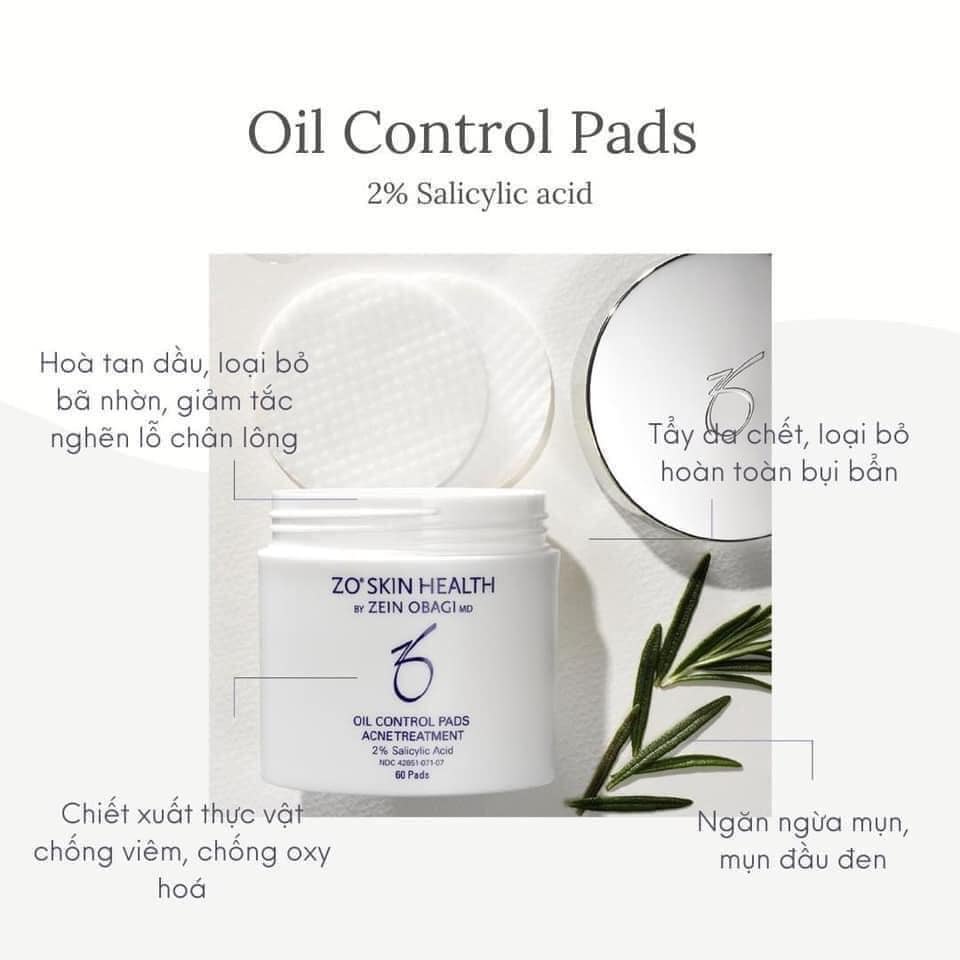 Tẩy tế bào chết Zo Skin Health Oil Control Pads Acne Treatment