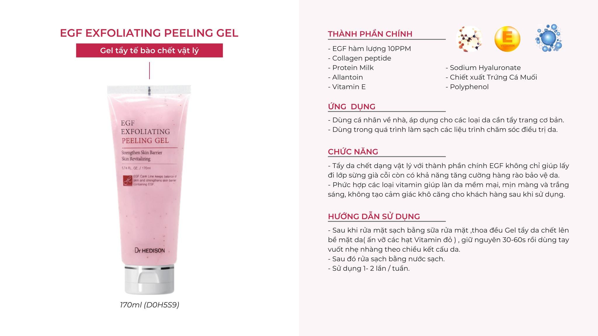 Tẩy da chết vật lý Dr.Hedison EGF Exfoliating Peeling Gel 170ml