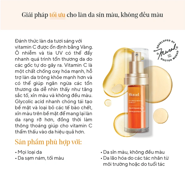 Tinh chất hỗ trợ sáng da, làm đều màu da Murad Vita-C Glycolic Serum 30ml