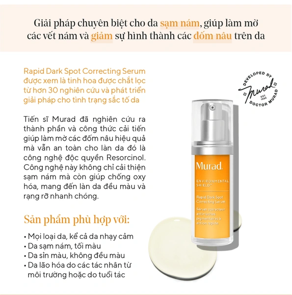 Tinh chất làm mờ vết nám và giảm sự hình thành đốm nâu Murad Rapid Dark Spot Correcting Serum 30ml