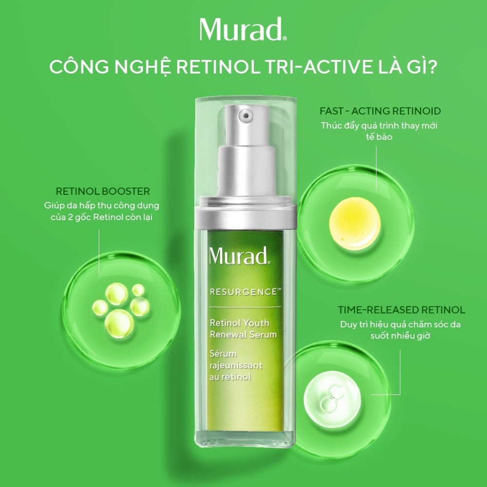 Tinh chất Retinol làm mờ nếp nhăn giúp da căng mịn Murad Retinol Youth Renewal Serum 30ml