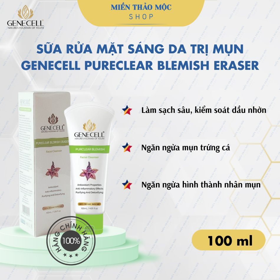 Sữa rửa mặt xoá mụn và thâm Genecell Pureclear Blemish Eraser 100ml