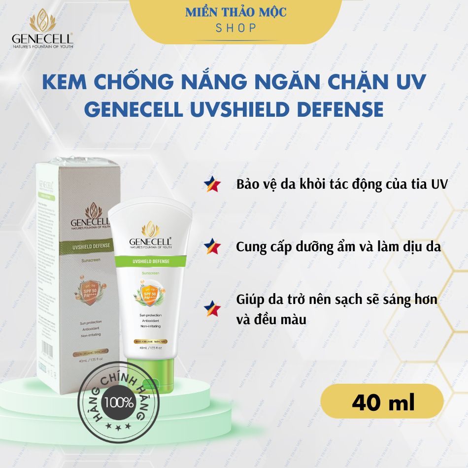 Kem chống nắng ngăn chặn UV ngừa ung thu da Genecell Uvshield Defense 40ml