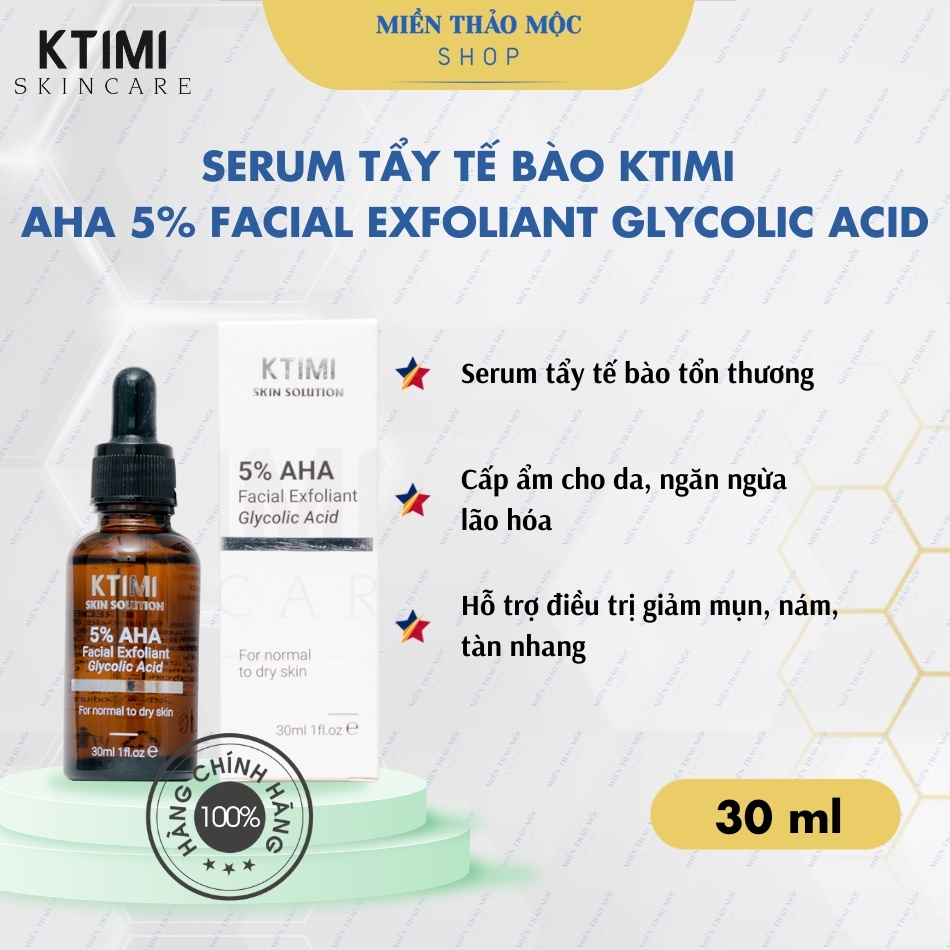 Serum tẩy tế bào chết KTIMI AHA 5% Facial Exfoliant Glycolic Acid