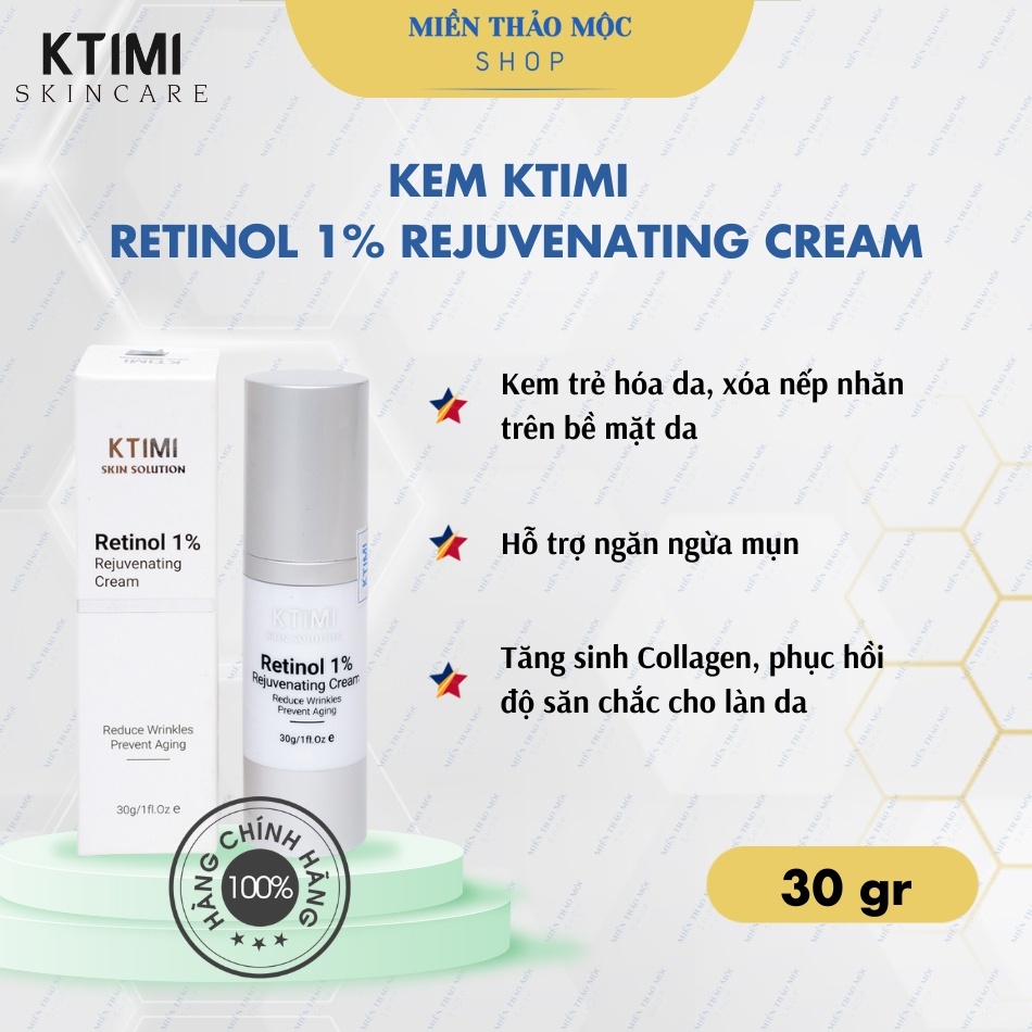 Kem chống lão hóa da, xóa nhăn KTIMI Retinol 1% Rejuvenating Cream