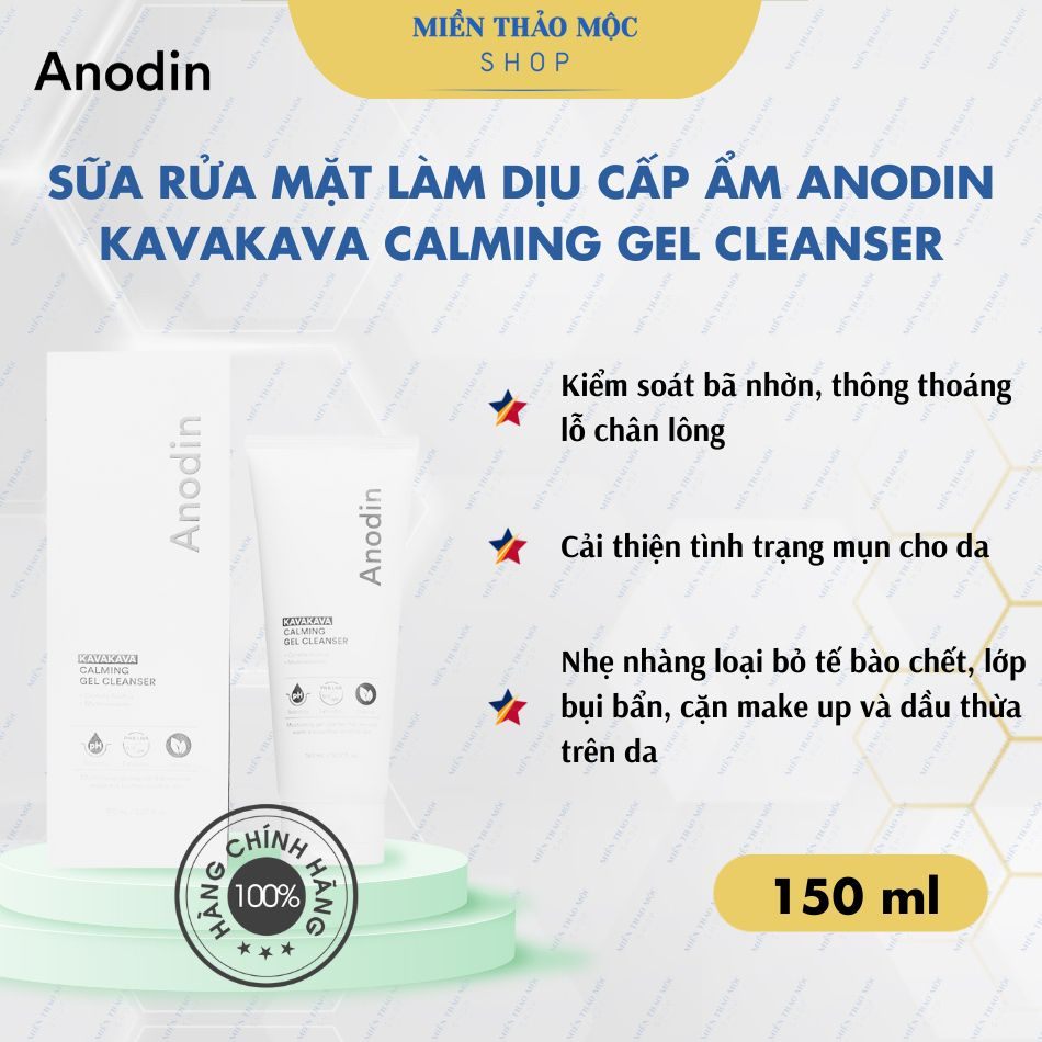 Sữa rửa mặt làm dịu cấp ẩm và hỗ trợ cải thiện tình trạng mụn Anodin Kavakava Calming Gel Cleanser 150ml