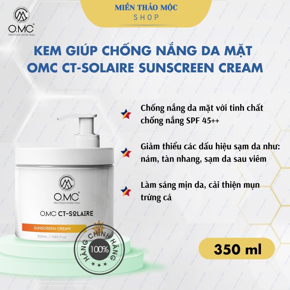 Kem hỗ trợ chống nắng da mặt SPF 45 PA+++ OMC CT Solaire 350ml
