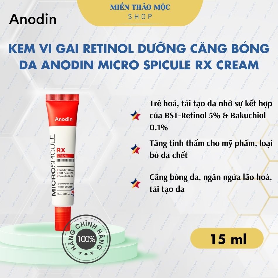 Kem vi gai retinol trẻ hoá căng bóng da Anodin Micro Spicule RX Cream 15ml